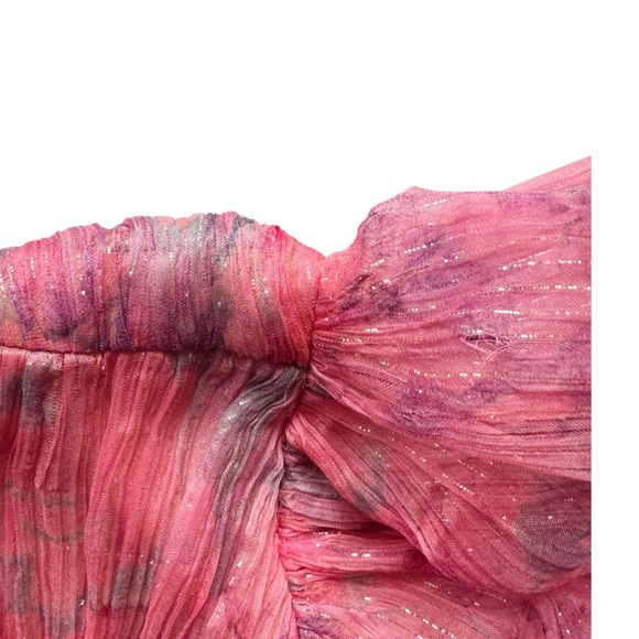 BHLDN Anthropologie Iris One Shoulder Cutout Printed Chiffon Maxi Gown | MEDIUM - Picture 10 of 15